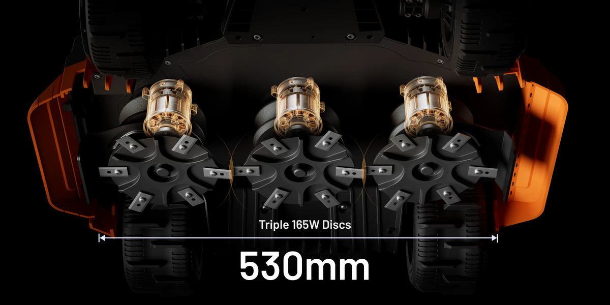 X-ray view of the LUBA 4 AWD 12000F chassis with three 165W disc motors