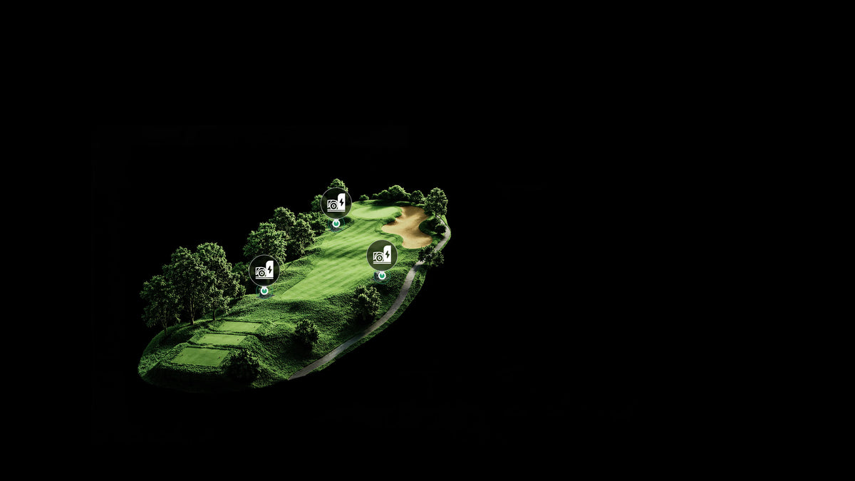 Aerial plan of a golf course with multiple charging points