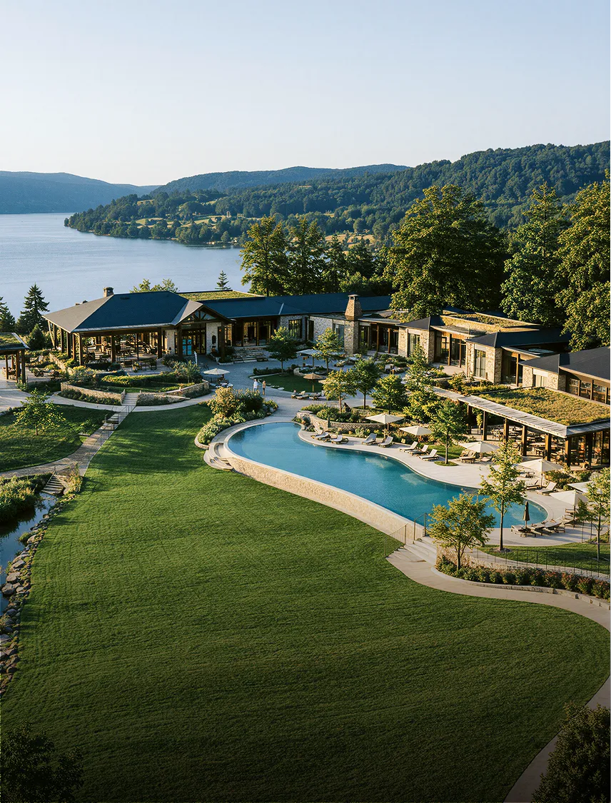 Resort pool and lawn
